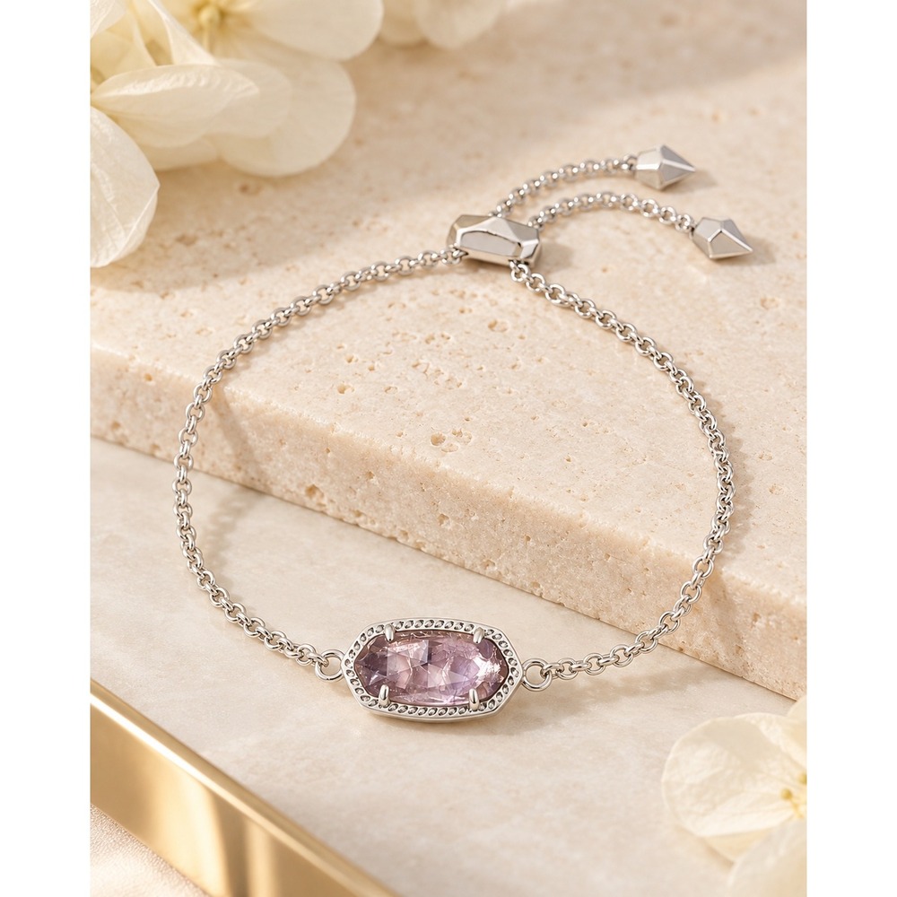 Kendra Scott Adjustable Elaina Bracelet with Purple Amethyst / NWT in Box & bag